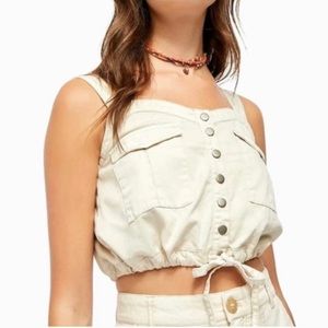 Free people palm desert denim crop top